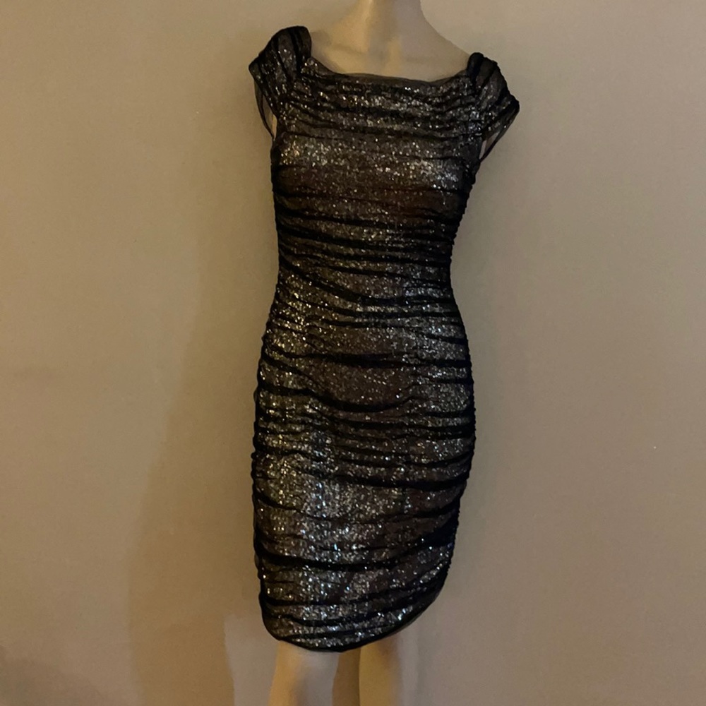 Lauren sequined black and gold cocktail dress size 8